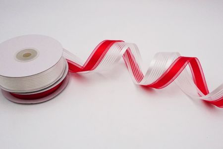 Κόκκινο και λευκό σετ κορδέλας από διάφανο ύφασμα